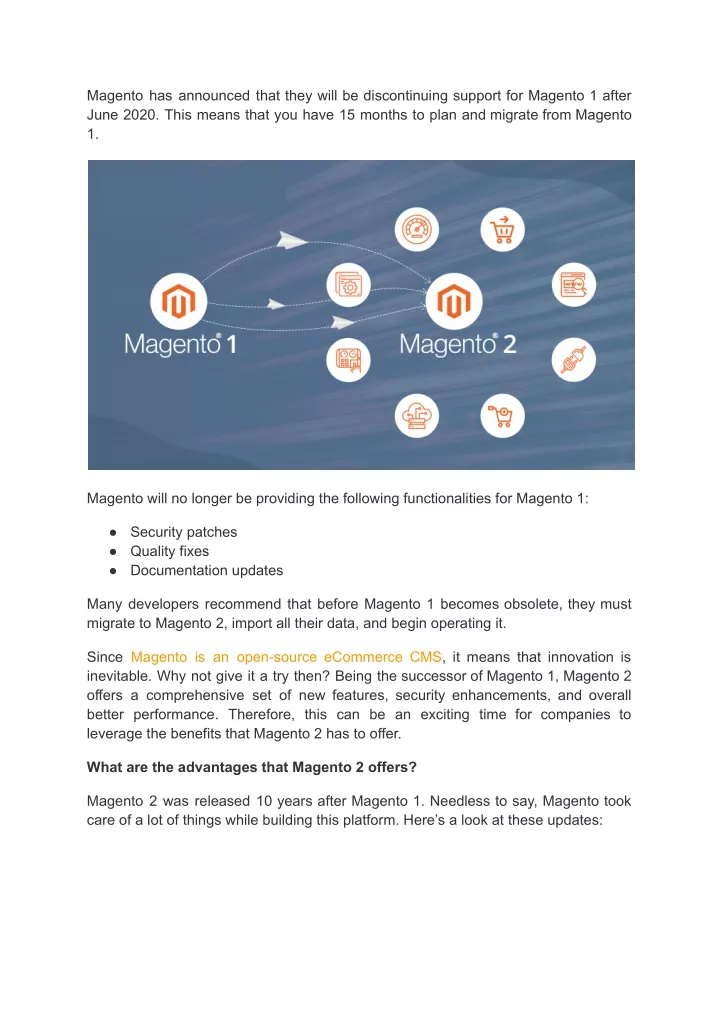 magento has announced that they will