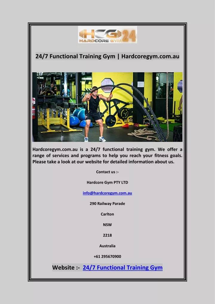 24 7 functional training gym hardcoregym com au