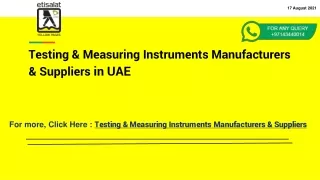 Testing & Measuring Instruments Manufacturers & Suppliers in UAE