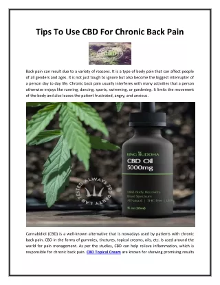 Tips To Use CBD For Chronic Back Pain
