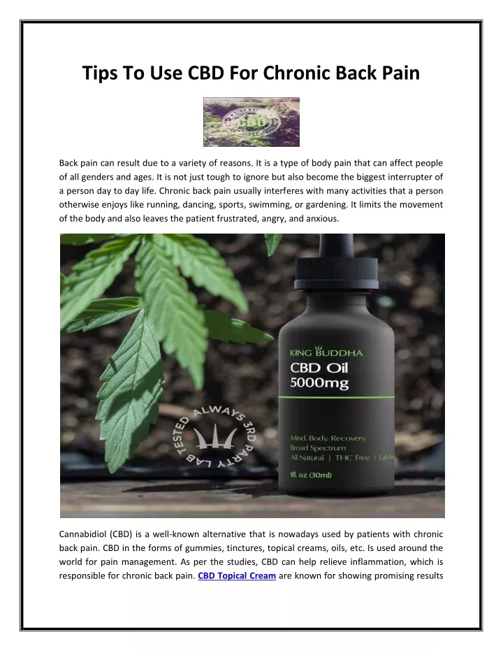 tips to use cbd for chronic back pain