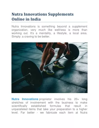Nutra Innovations Supplements Online in India