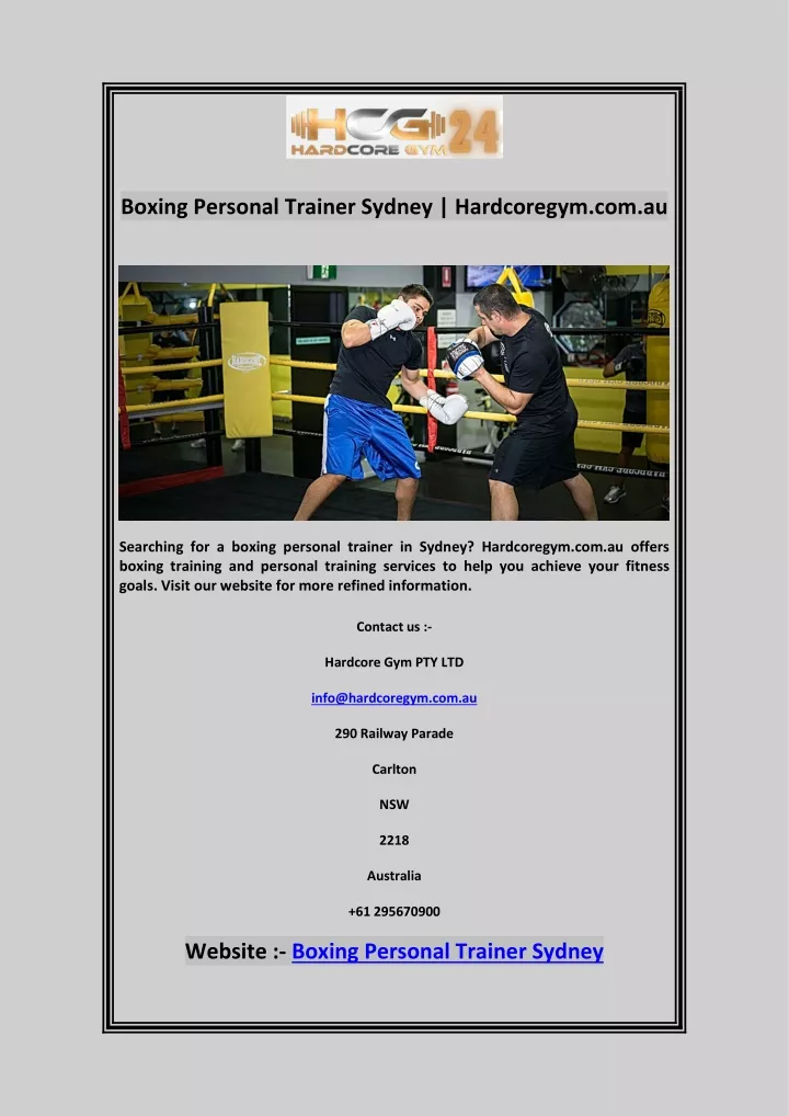 boxing personal trainer sydney hardcoregym com au