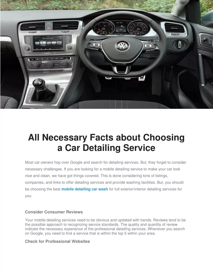 all necessary facts about choosing