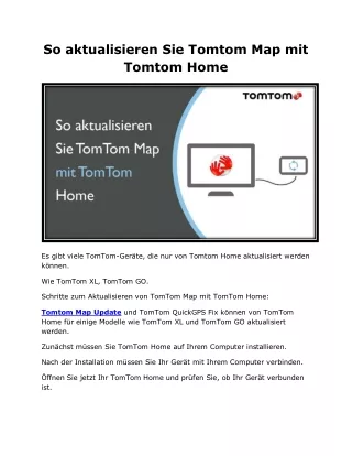 So aktualisieren Sie Tomtom Map mit Tomtom Home