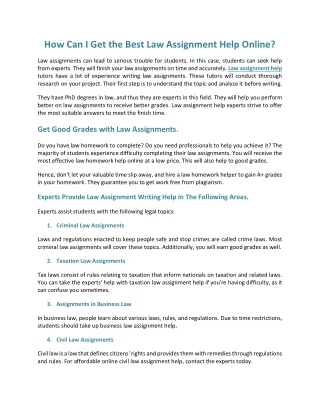how can i get the best law assignment help online