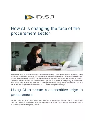 How AI is changing the face of the procurement sector - DSJ Global