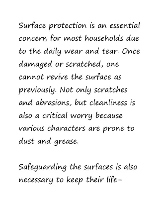 surface protection is an essential concern