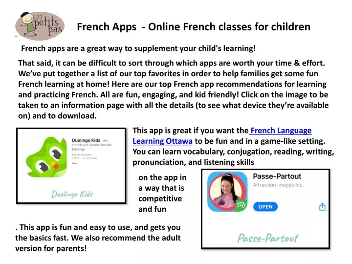 french apps online french classes for children