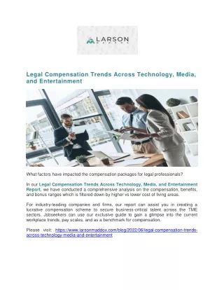 Legal Compensation Trends Across Technology, Media, and Entertainment - Larson Maddox