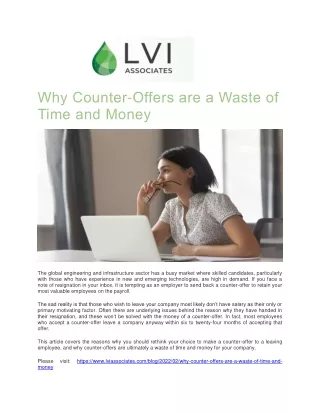 Why Counter-Offers are a Waste of Time and Money - LVI Associates