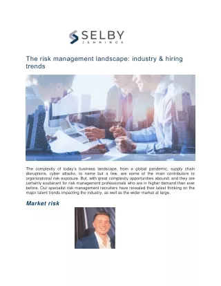 The risk management landscape industry & hiring - Selby Jennings