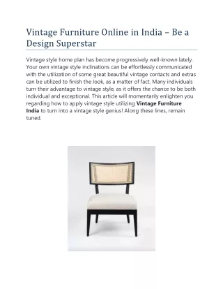 Vintage Furniture Online in India – Be a Design Superstar