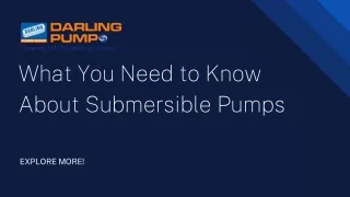What You Need to Know About Submersible Pumps