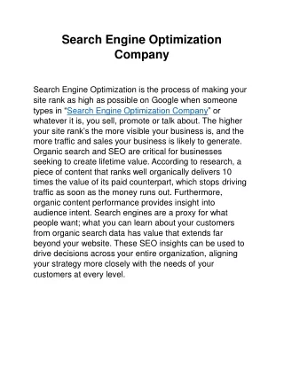 Search Engine Optimization Company