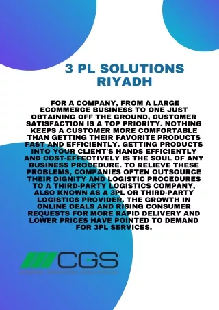 3 PL Solutions Riyadh