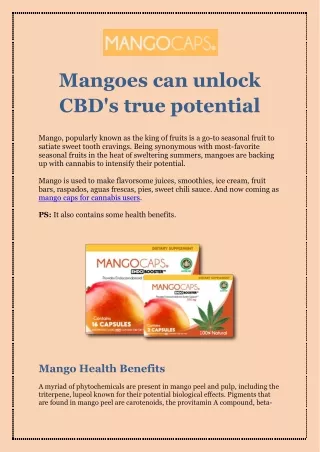Mangoes can unlock CBD's true potential