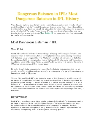 Dangerous Batsmen in IPL Most Dangerous Batsmen in IPL History