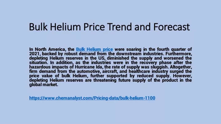 bulk helium price trend and forecast