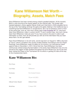 Kane Williamson Net Worth – Biography, Assets, Match Fees