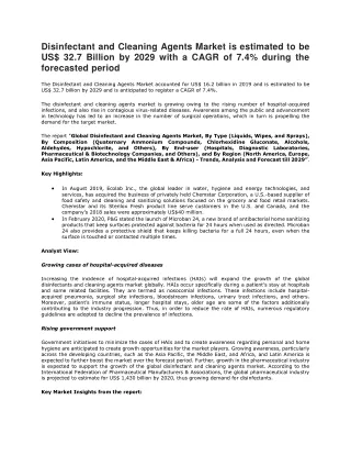 disinfectant and cleaning agents market