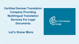 Certified German Translation Company Providing Multilingual Translation Services For Legal Documents