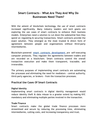 smart contracts what are they