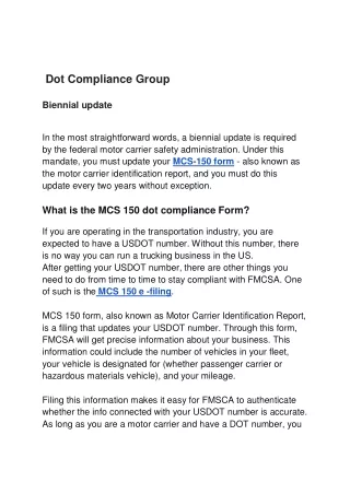 simple dot compliance mcs-150 form /mcs-150form e-filing