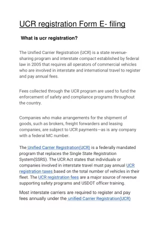 simple ucr /ucr form / ucr registration / ucr 2022 form