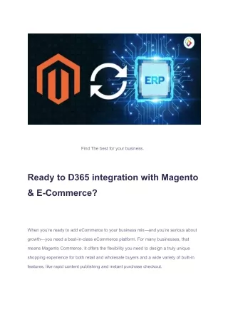 D365 integration with Magento & E-Commerce