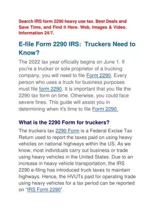 hopes 2290 / 2290 form irs / form 2290 / hvut 2290