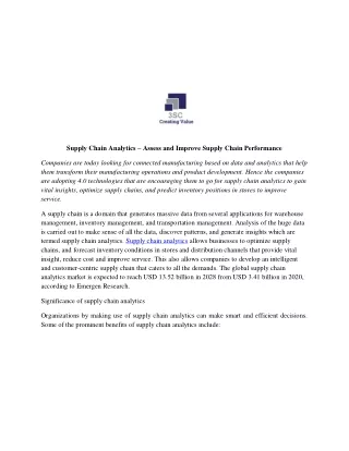 supply chain analytics assess and improve supply