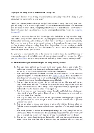 signs you are being true to yourself and living