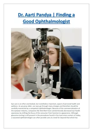 dr aarti pandya finding a good ophthalmologist