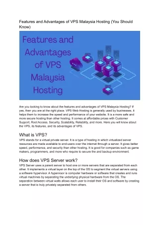 features and advantages of vps malaysia hosting