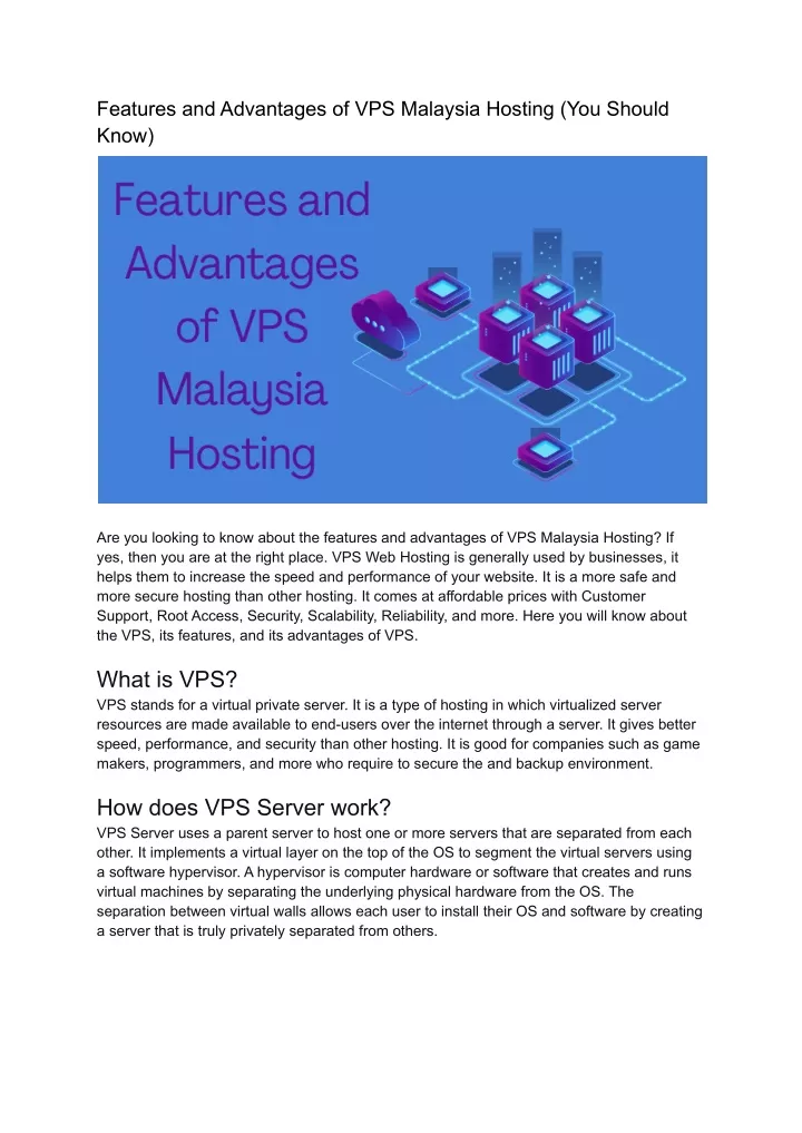 features and advantages of vps malaysia hosting