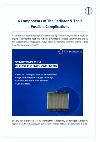 4 components of the radiator their possible