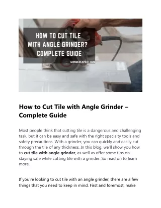 how to cut tile with angle grinder complete guide