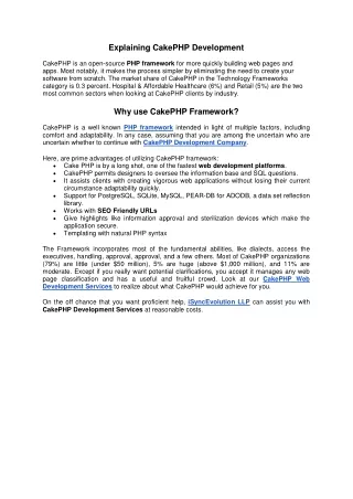 explaining cakephp development
