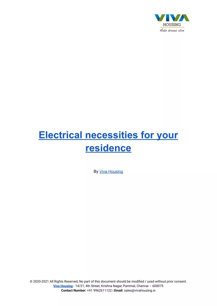 electrical necessities for your residence