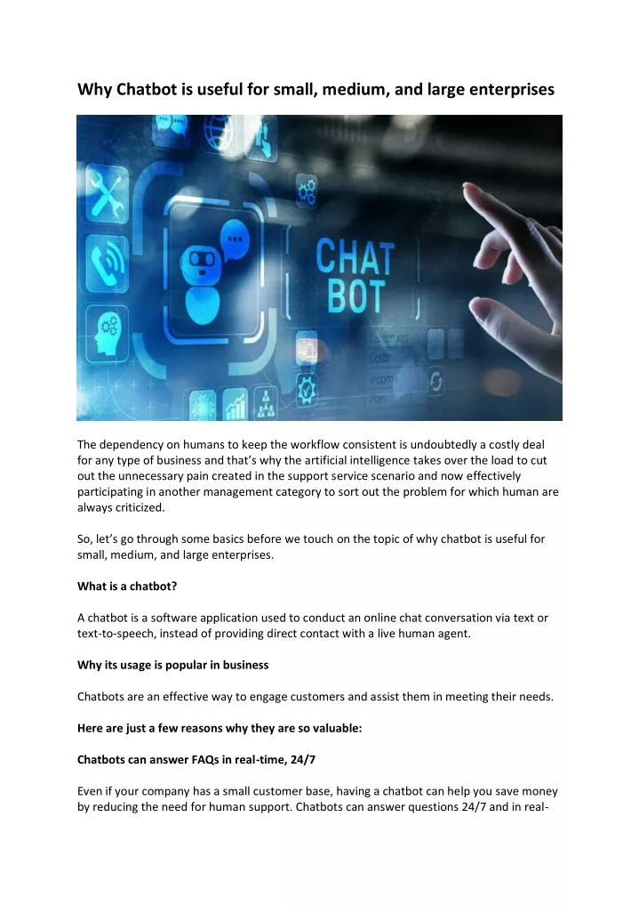 why chatbot is useful for small medium and large