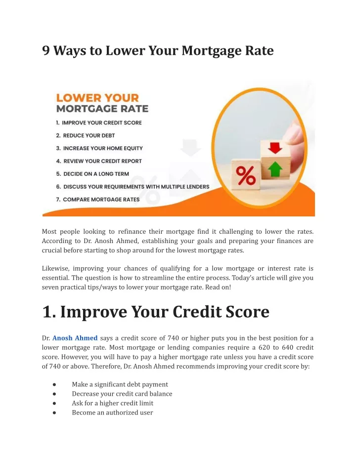 9 ways to lower your mortgage rate