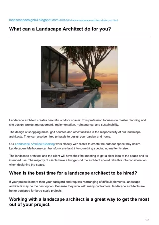 What can a Landscape Architect do for you?