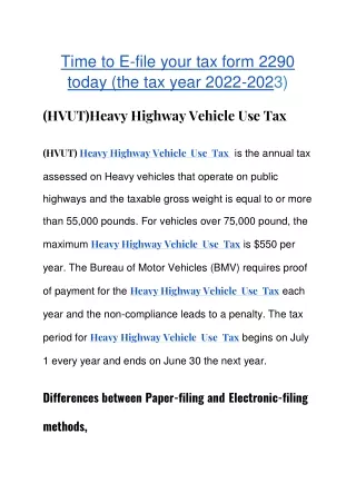 simple 2290 / form 2290 / irs form 2290 e-filing