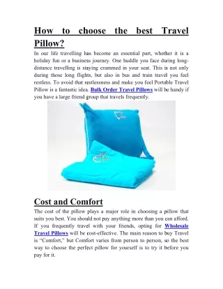How to choose the best Travel Pillow