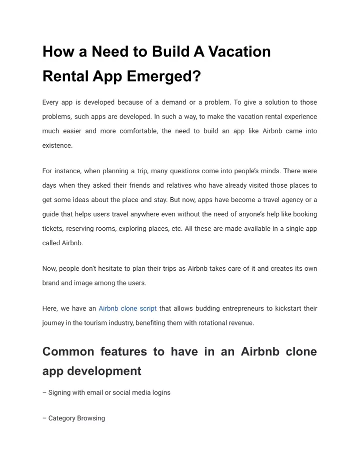 how a need to build a vacation rental app emerged