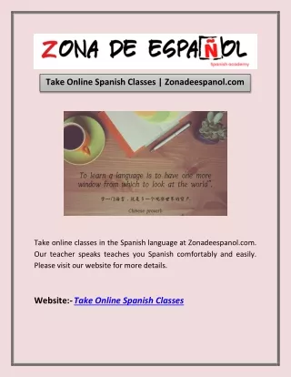 Take Online Spanish Classes | Zonadeespanol.com