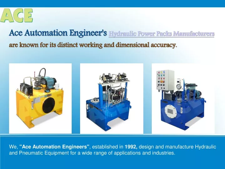 ace automation engineer s hydraulic power packs