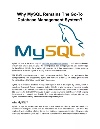 why mysql remains the go to database management