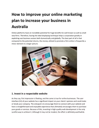 How to improve your online marketing plan to increase your business